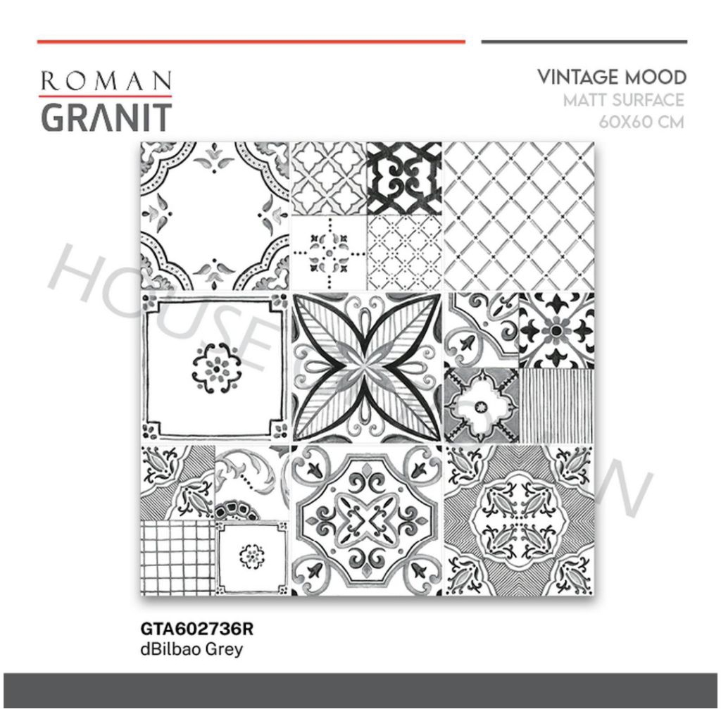 Roman Granit GTA602736R dBilbao Grey 60x60 / granit motif abu-abu / granit motif vintage / granit vi