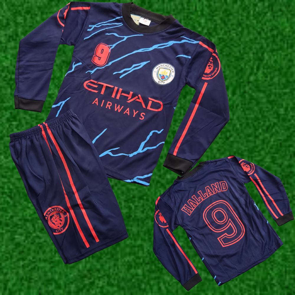 setelan baju bola anak laki laki lengan panjang/setelan baju kiper manc city/baju bola kiper anak