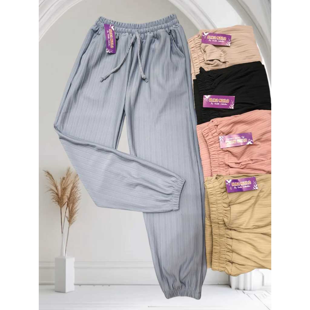 Celana Jogger Wanita Kekinian celana highwaist celana panjang wanita kain melar nyaman adem
