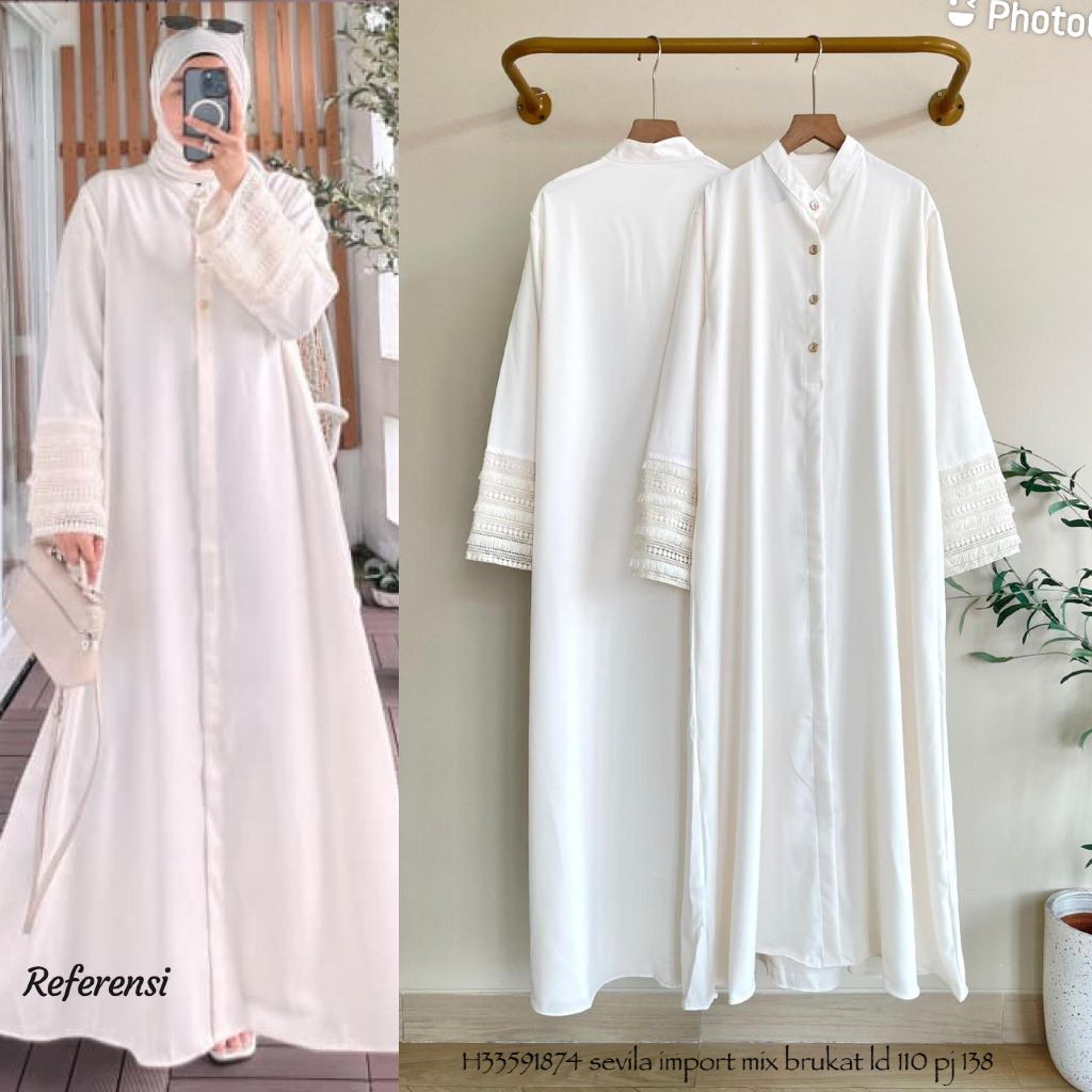 Gamis Sevilla Import Mix Brokat LD 110cm