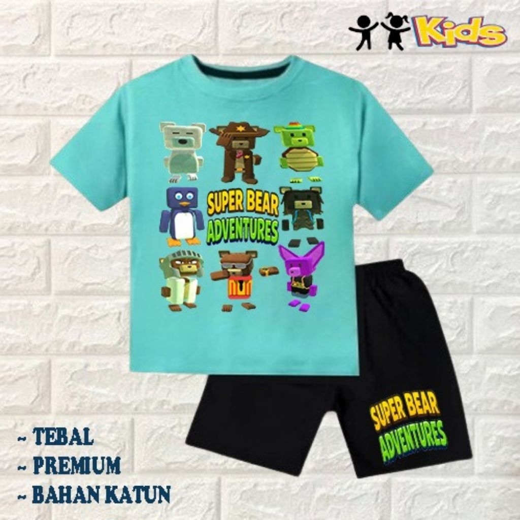 setelan baju anak laki-laki perempuan baju kaos anak laki-laki perempuan motif super bear roblok umu