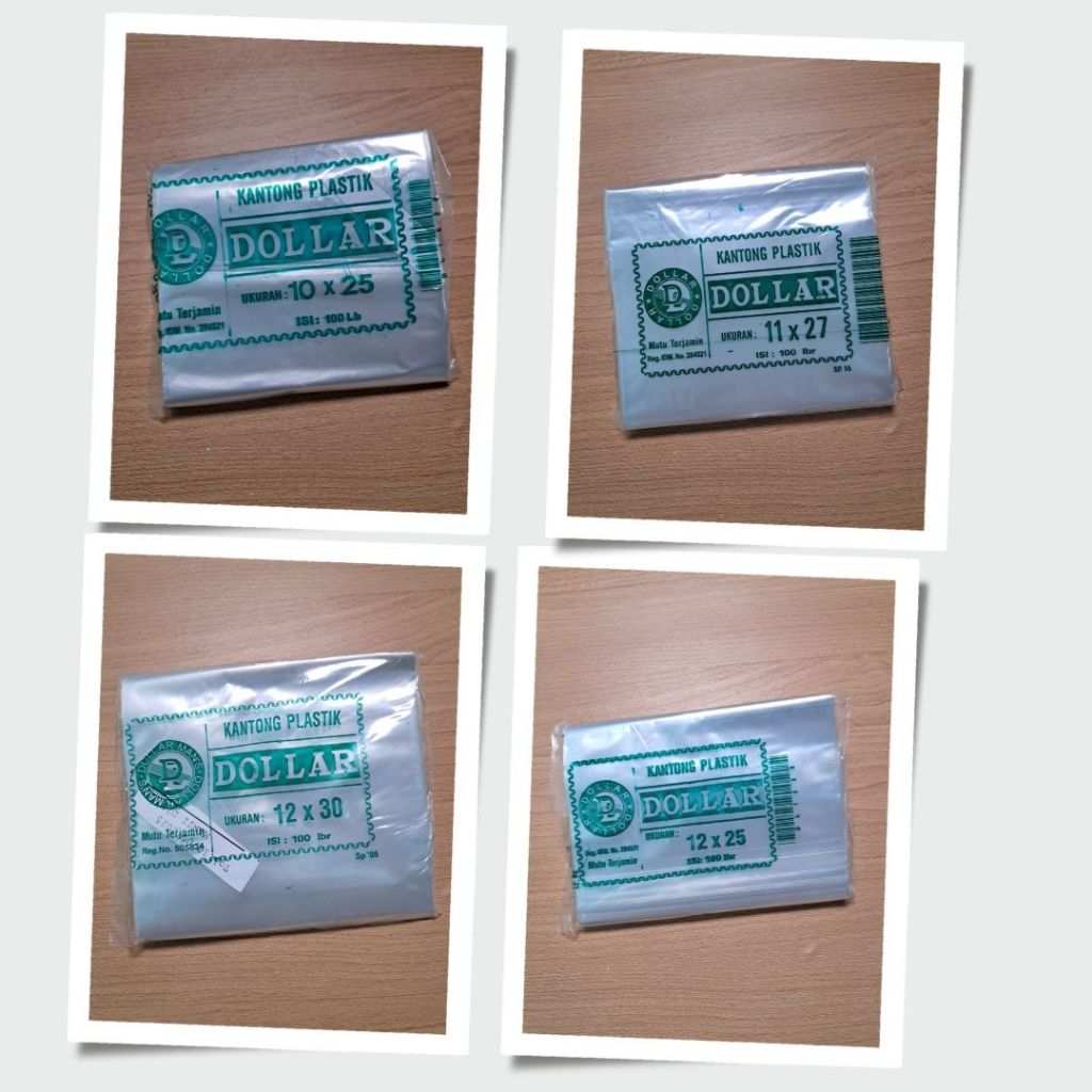 Plastik Dollar Bening Ukuran 10x25 11x27 12x25 12x30 (1Pak isi 100 Lembar)