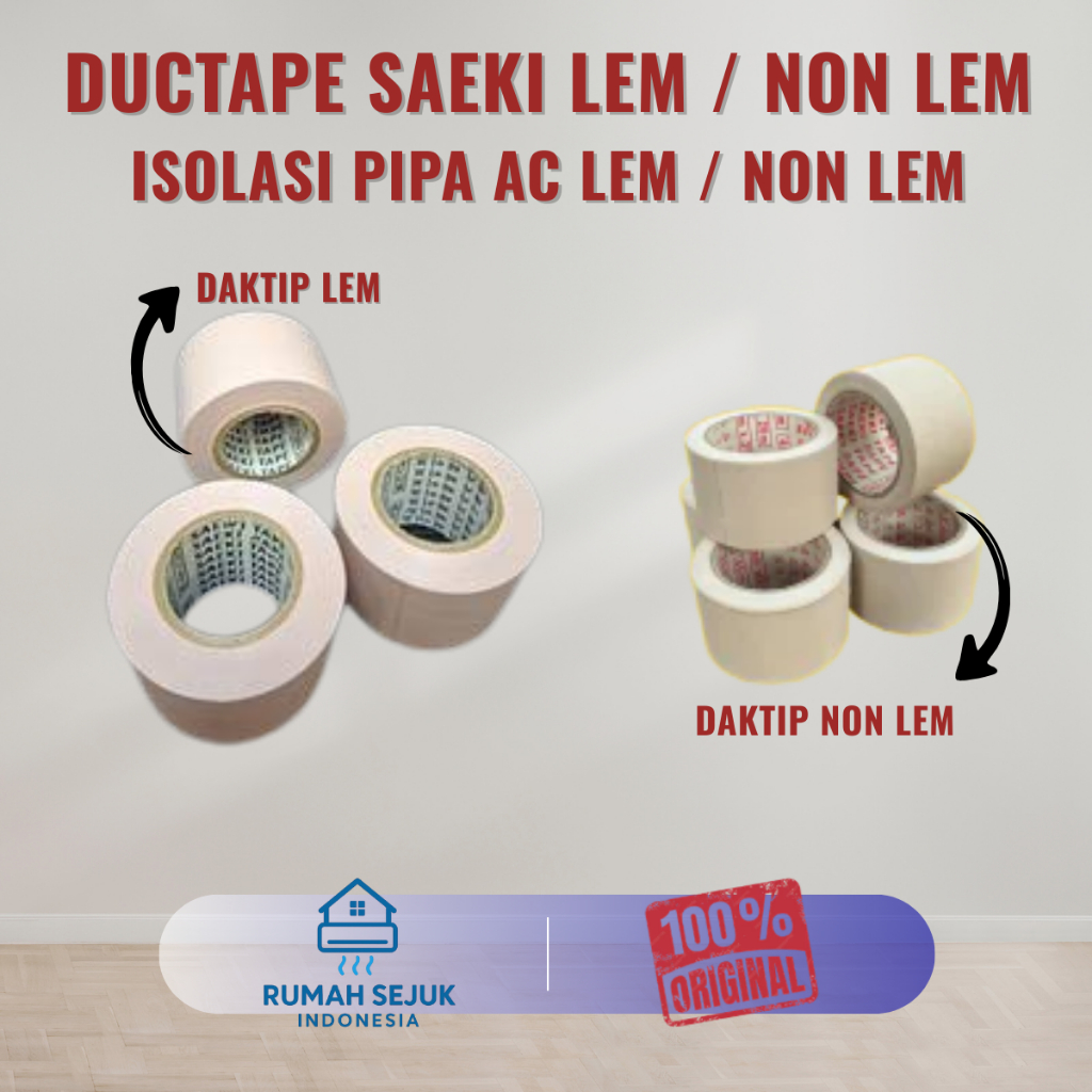 Lakban AC Duct Tape Lem / Duct Tape Non Lem Saeki isolasi Pembungkus Pipa AC
