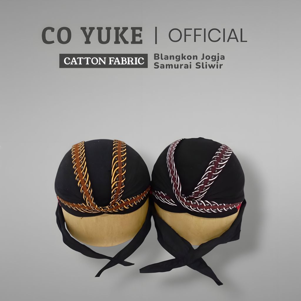 [ Co.Yuk ] Blangkon Jogja Kagok Sliwir Motif Samurai Jebeh Dewasa Blangkon Jogja Hitam Putih Coklat