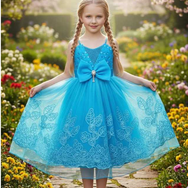 Gaun Anak Perempuan/ Dress Anak/ Gaun Pesta Anak Usia 3-10 Tahun L90