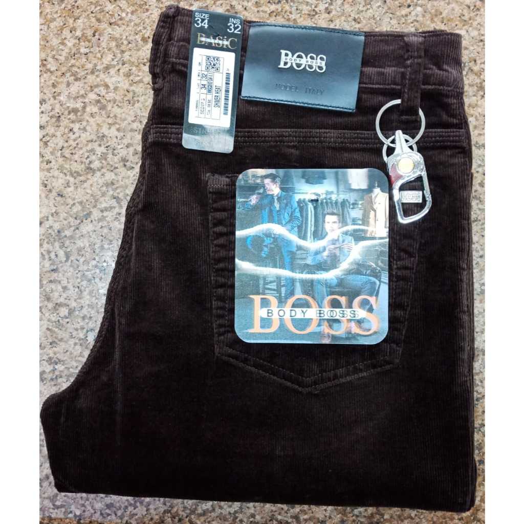 Celana Pria Corduroy Stretch Body Boss Brown