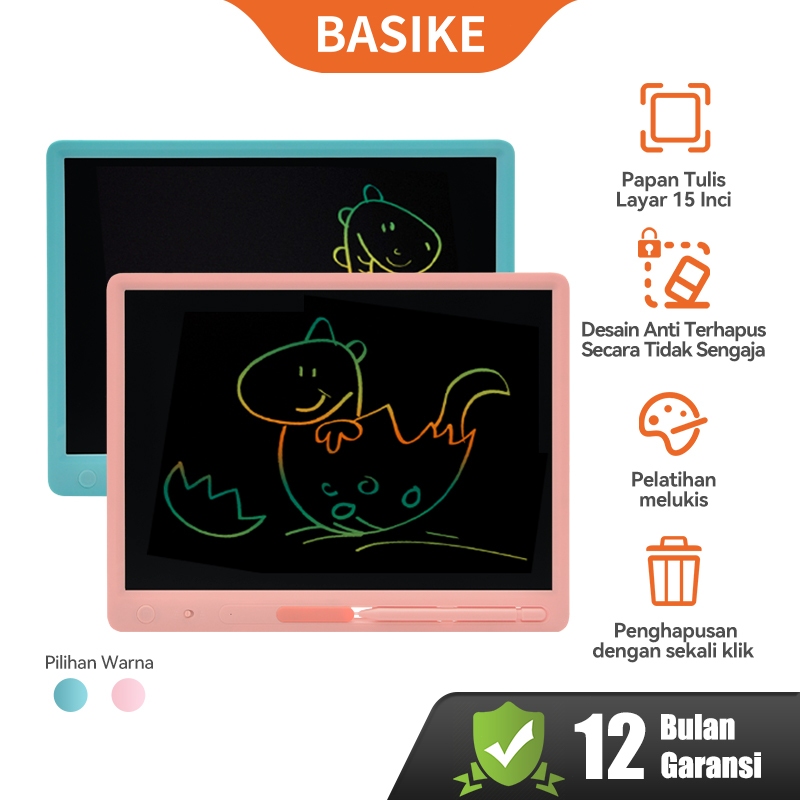 BASIKE LCD Writing Tablet 15/16 inch Drawing Tablet Anak Edukasi Mainan Bisa Hapus