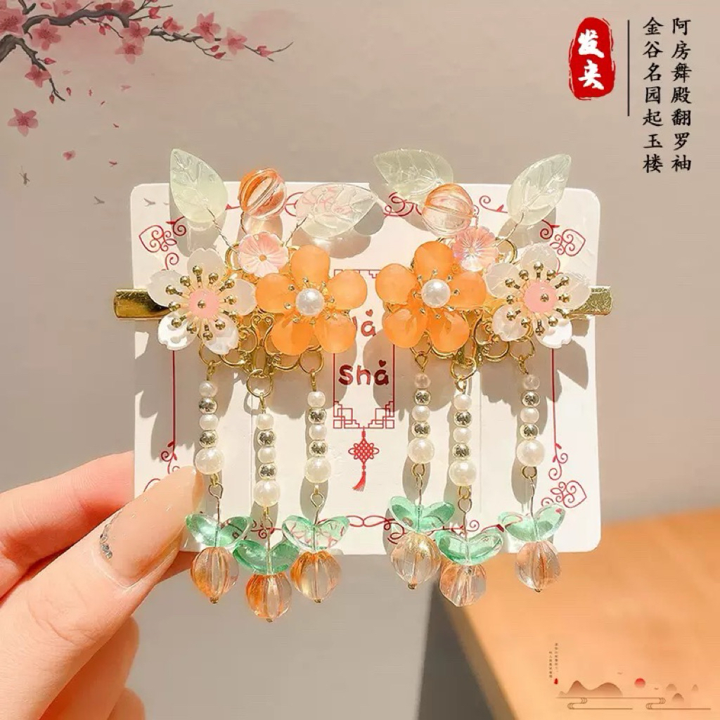 jepitan rambut anak perempuan cny china imlek hanfu