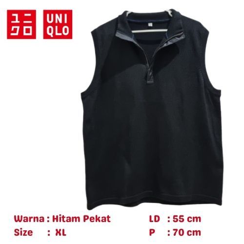Vest Knit Half Zipper Unisex UNIQLO - Black