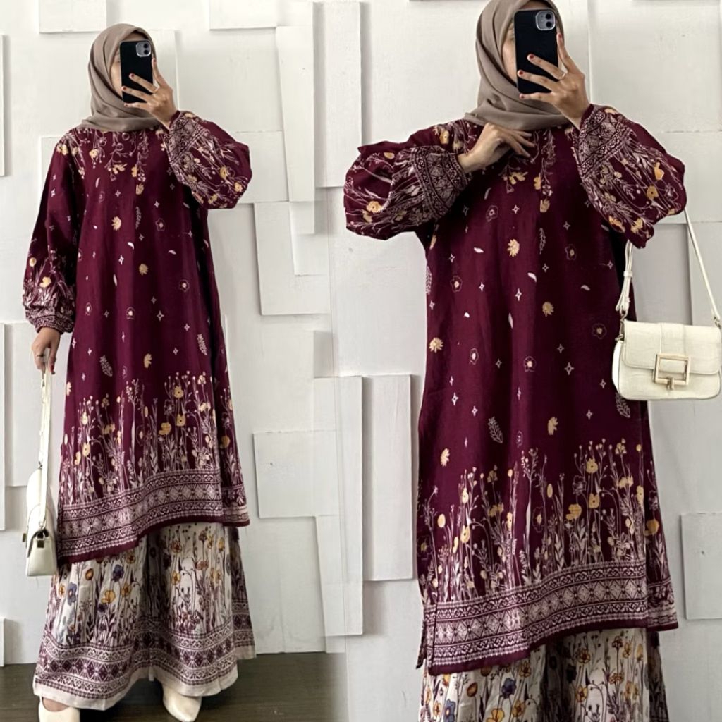 KANA SET LONG TUNIK BAHAN RAYON BATIK BUSUI