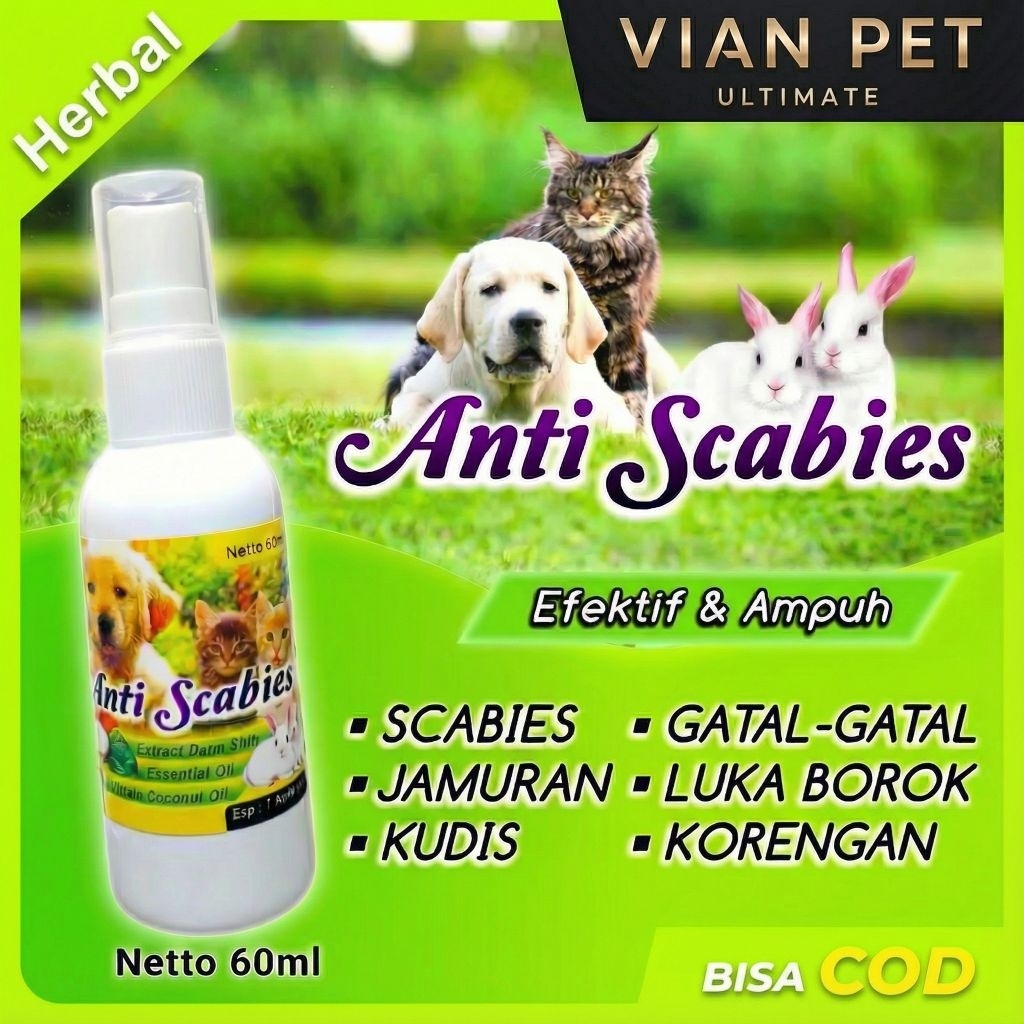 Obat Jamur Spray Semprot Kucing, Anjing dan Kelinci Obat Scabies, Jamur, Kudis, Ringworm, Demodex, I