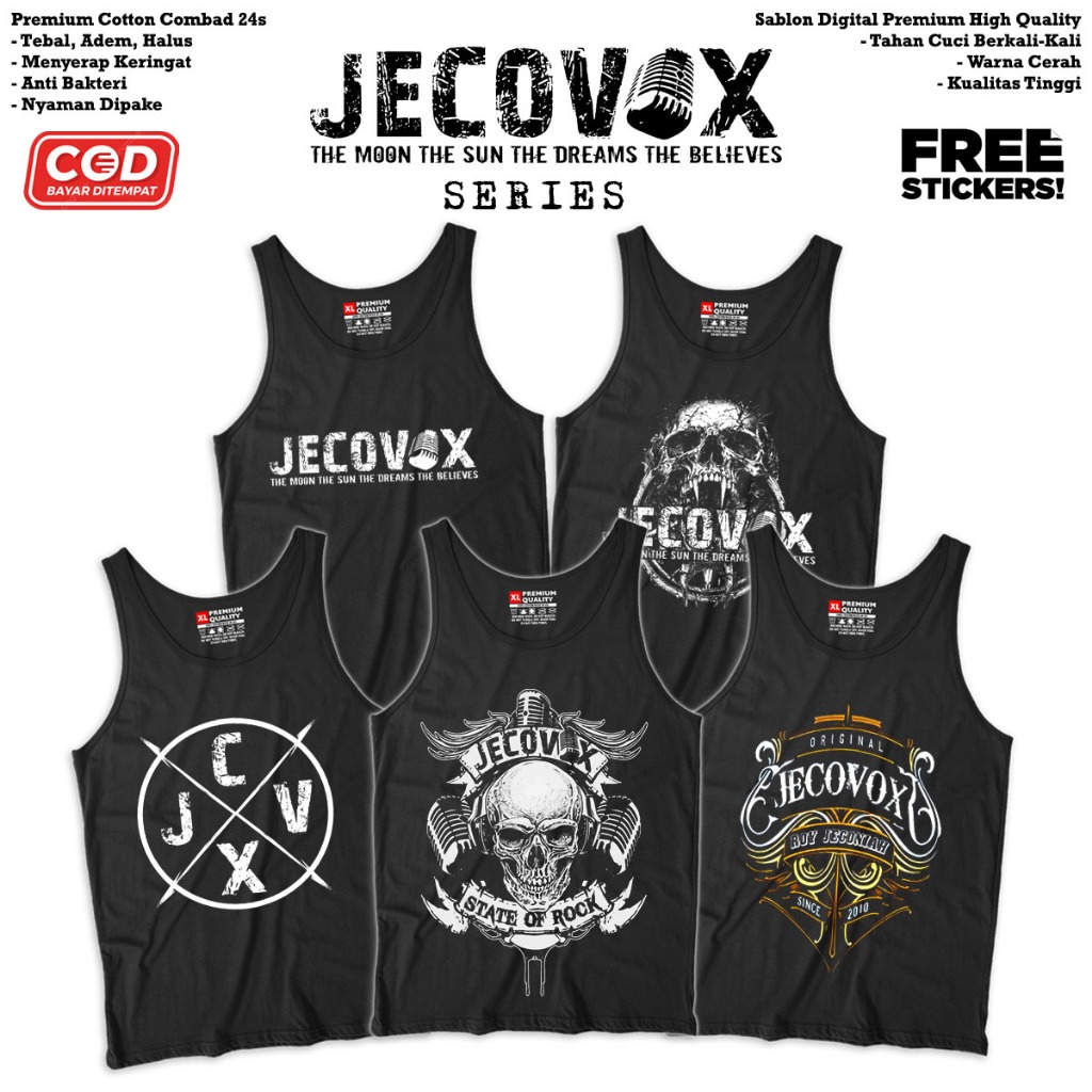 Kaos Lekbong Band Jecovoc Rock Band Bahan Katun Combad 24s Nyaman | Tshirt Oblong Lekbong Singlet Pr