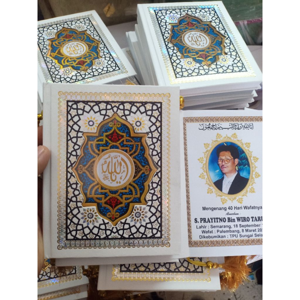 Buku Yasin Dan Tahlil Hard Cover Poly Embos Kertas Glossy Art Paper 176 Halaman Free Foto Dan Nama K