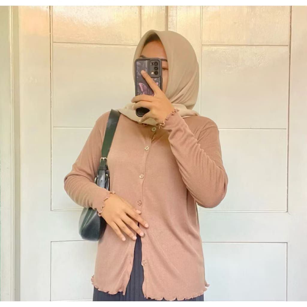 Cardigan Jumbo Lengan Panjang Rib