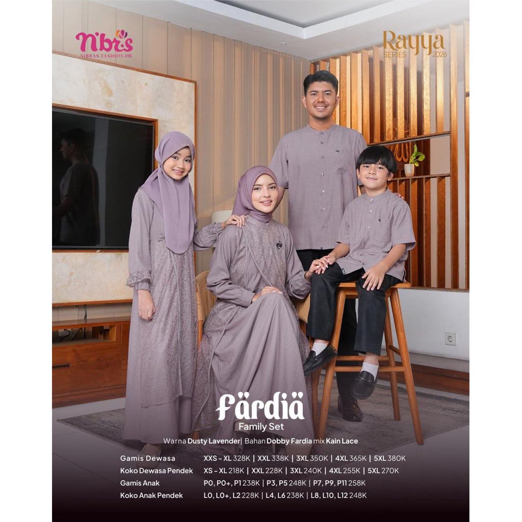 NIBRAS RAYYA FARDIA FAMILY SET DUSTY LAVENDER