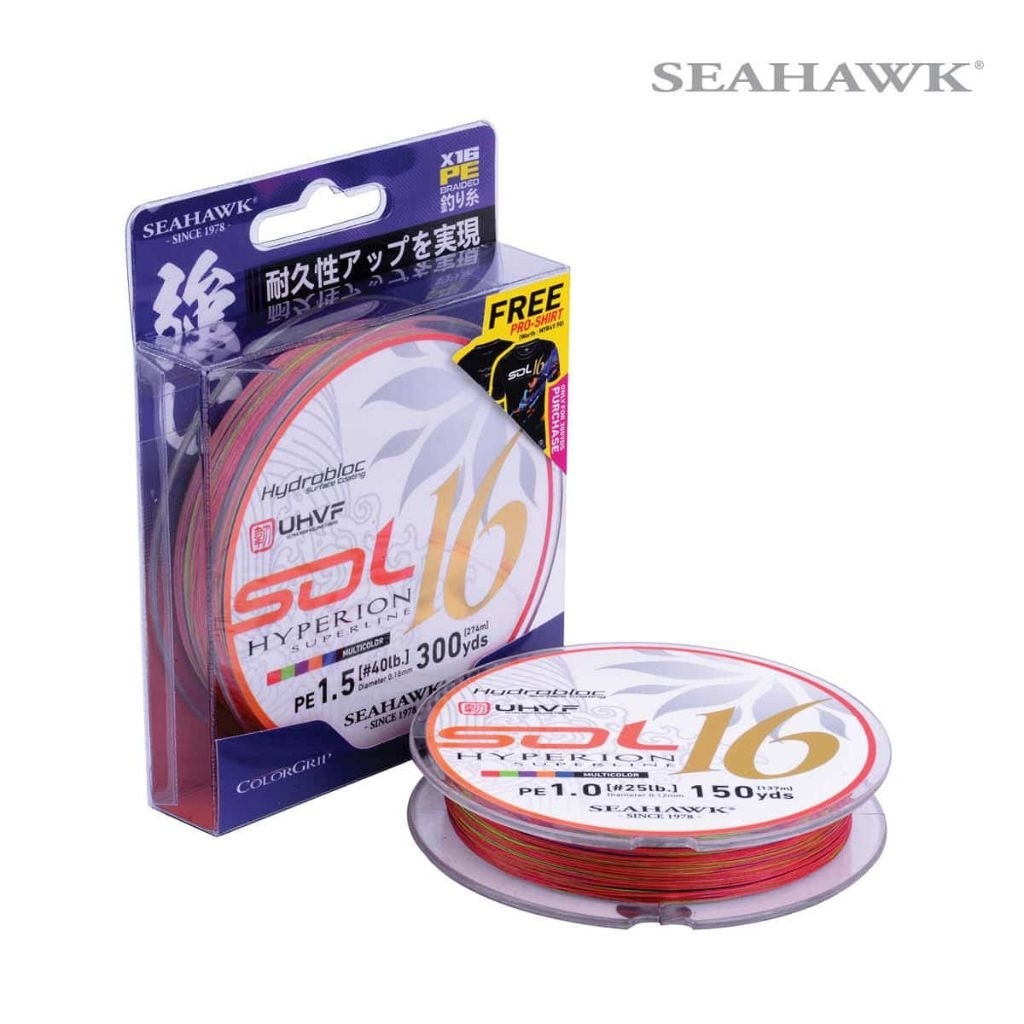 SENAR PE SEAHAWK SOL X16 HYPERION SUPER LINE MULTICOLOR 30LB PE 1.2 300YDS