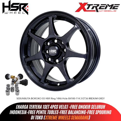 Promo velg mobil racing ring 14 - pelek HSR BOROKO SEBUNSUTA lubang 4x100-4x114 r14