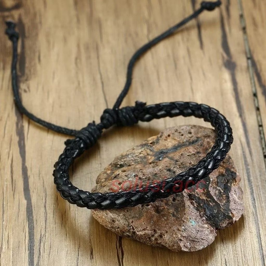 GELANG KULIT HITAM PRIA COWOK