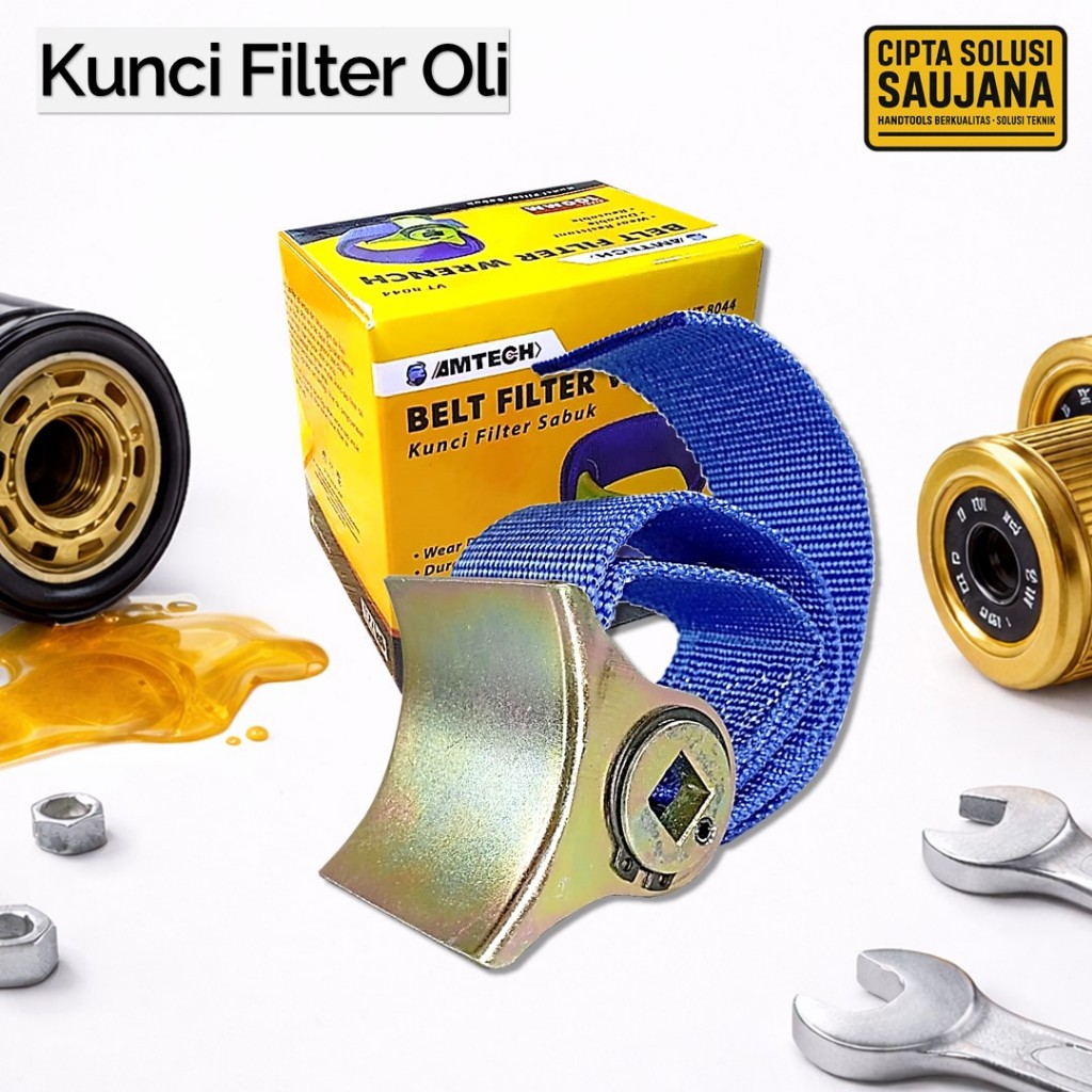 AMTECH KUNCI FILTER OLI MOBIL MODEL SABUK STRAP KUNCI FILTER SOLAR ALAT PEMBUKA FILTER OLI SARINGAN 