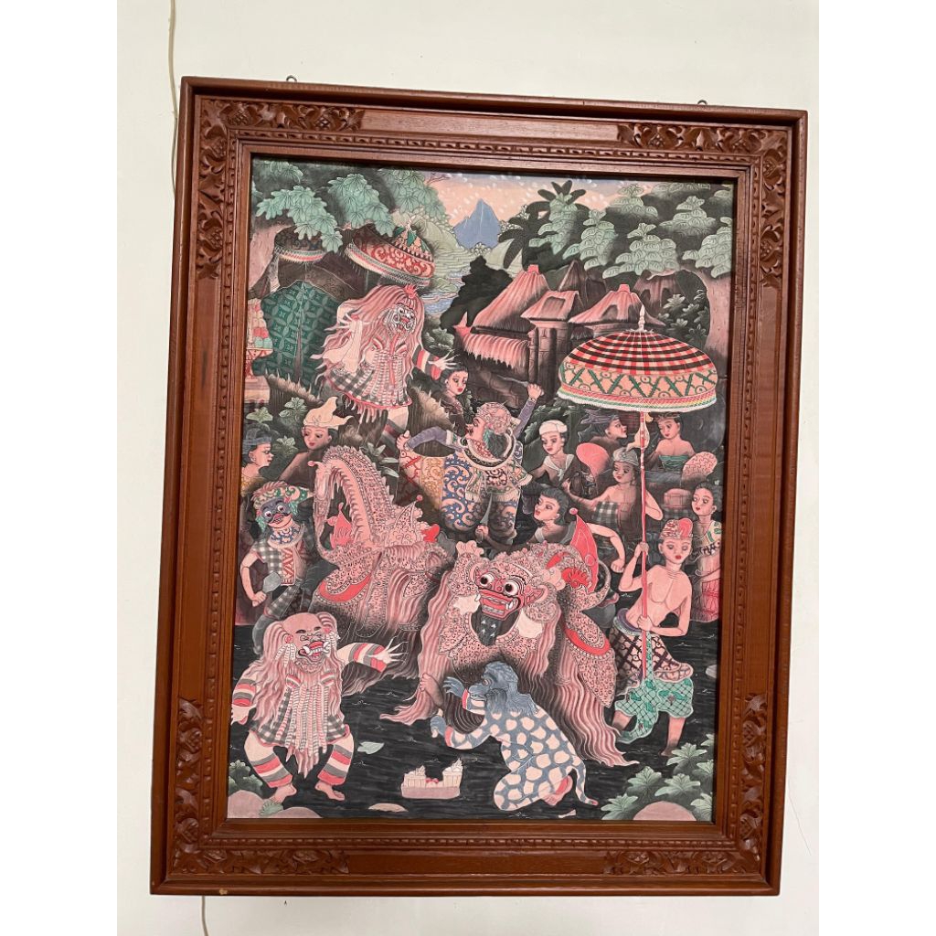 Lukisan Asli Pertarungan Barong dan Rangda Bali