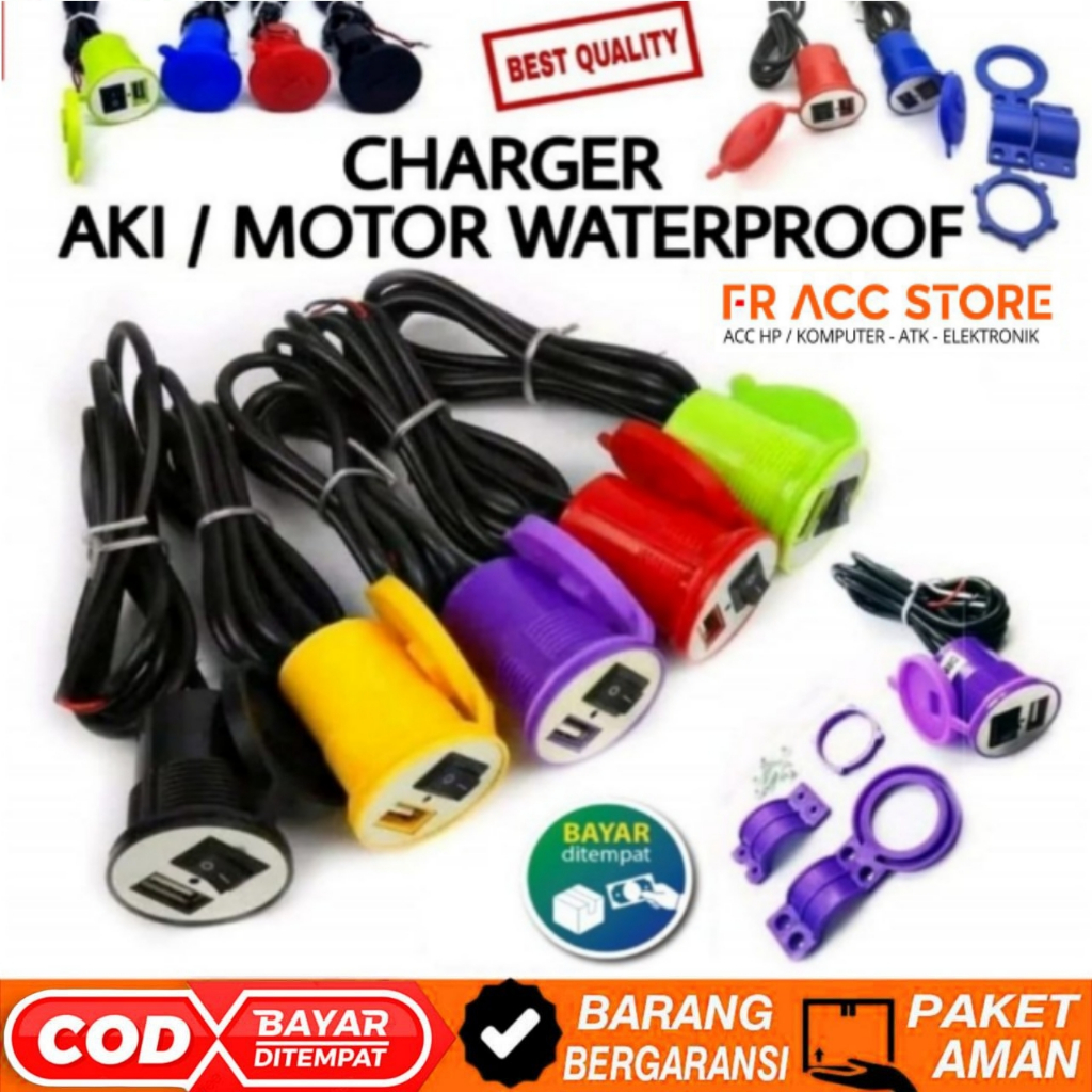 CHARGER MOTOR WATERPROOF USB AKI CHARGER AKI MOTOR CHARGER HP DI MOTOR
