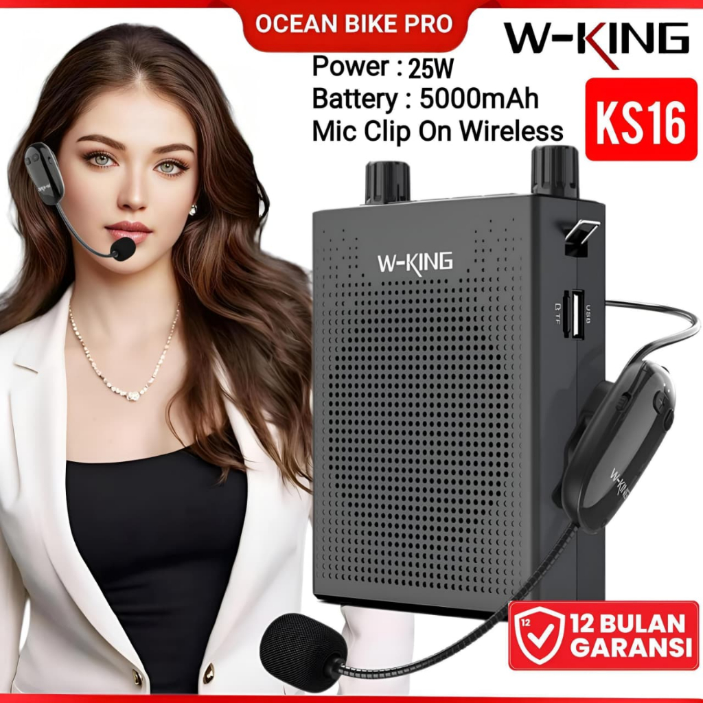 Wking Speaker Bluetooth Pinggang Pengeras Suara KS16 Megaphone Mengajar Tour guide