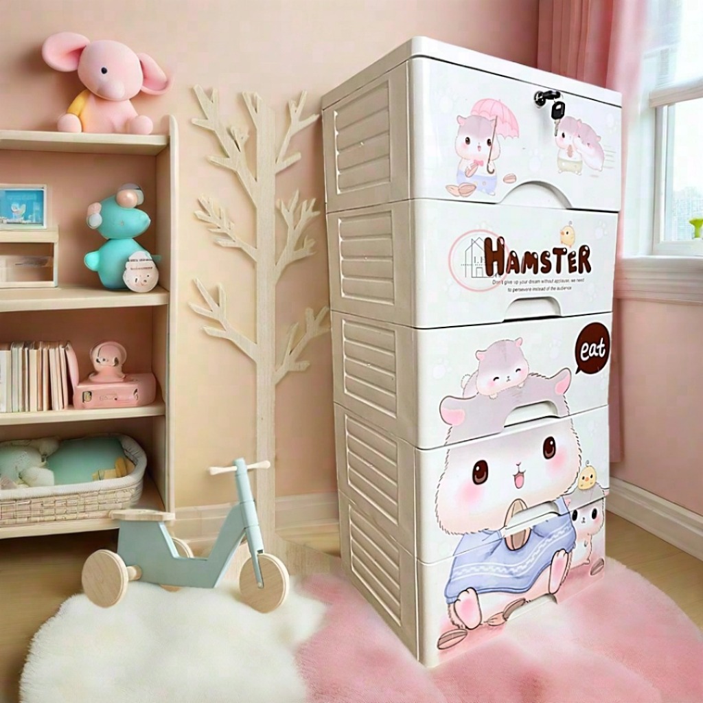 Lemari Pakaian Plastik Anak Laci Plastik Susun Bayi Perempuan Laki Laki Lemari Plastik Susun