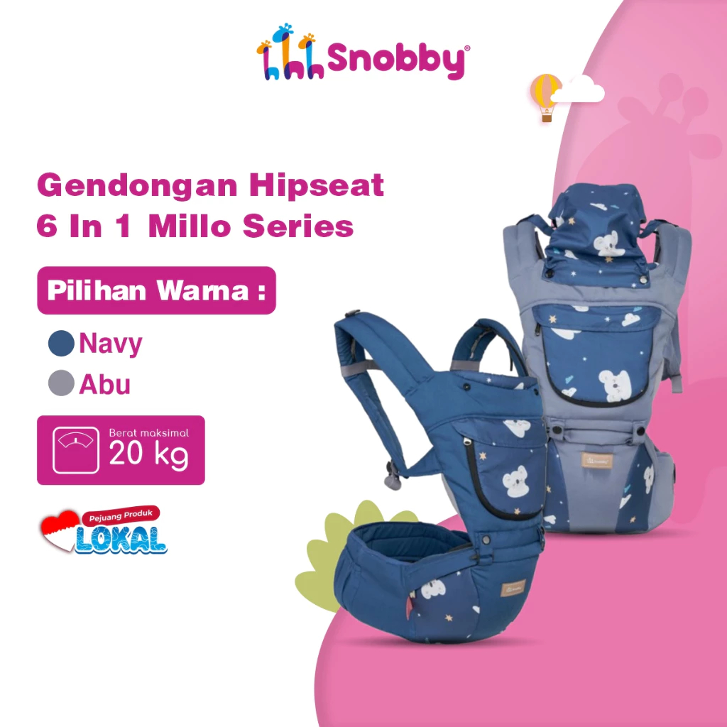Snobby Gendongan Bayi Hipseat 6 Posisi + Saku Sirkulasi