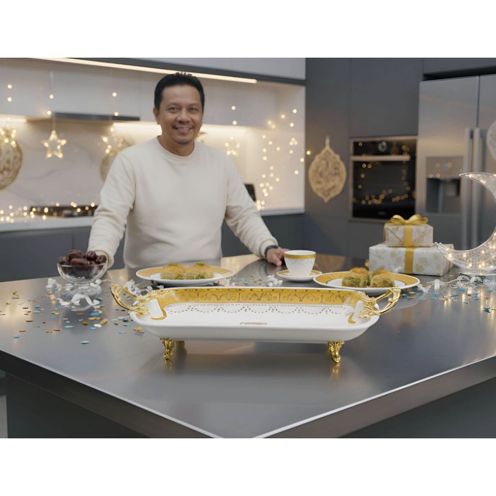 Piring Persegi Panjang Vicenza P141 Padi serving plate, piring saji Vicenza dilengkapi kaki penyangg