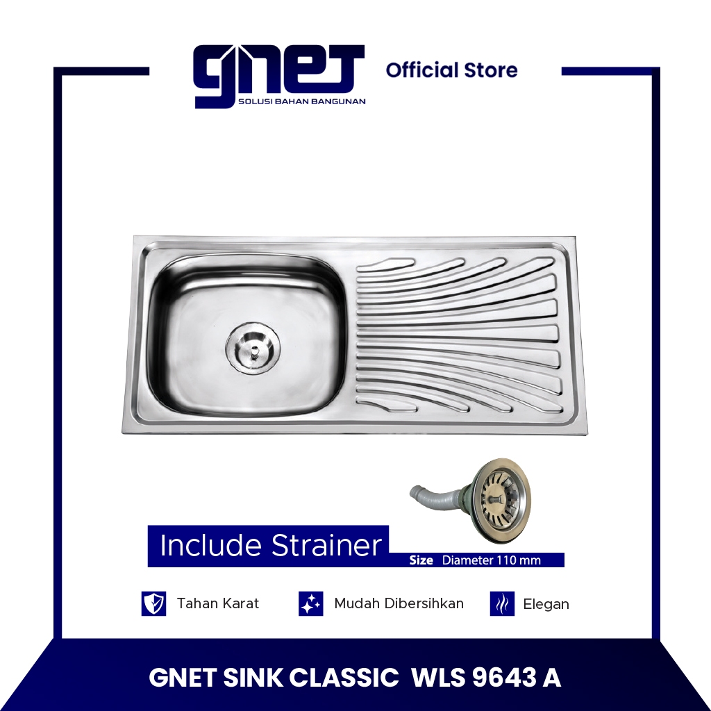 GNET Kitchen Sink Classic | Bak Tempat Cuci Piring Stainless
