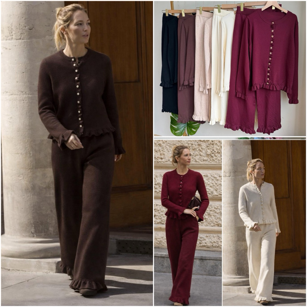 TATAOS BANGKOK GLORIA SET SETELAN BLOUSE & CELANA KULOT HIGHWAIST KNIT RAJUT IMPORT