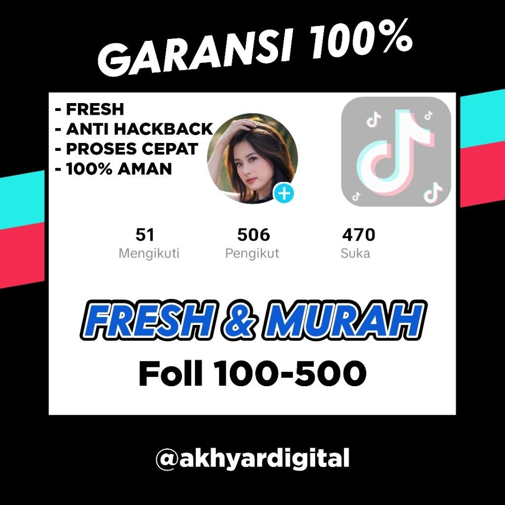 Ready Akun Tiktok Fresh Foll 100-500 Bergaransi 100 % Aman Anti Hack Back