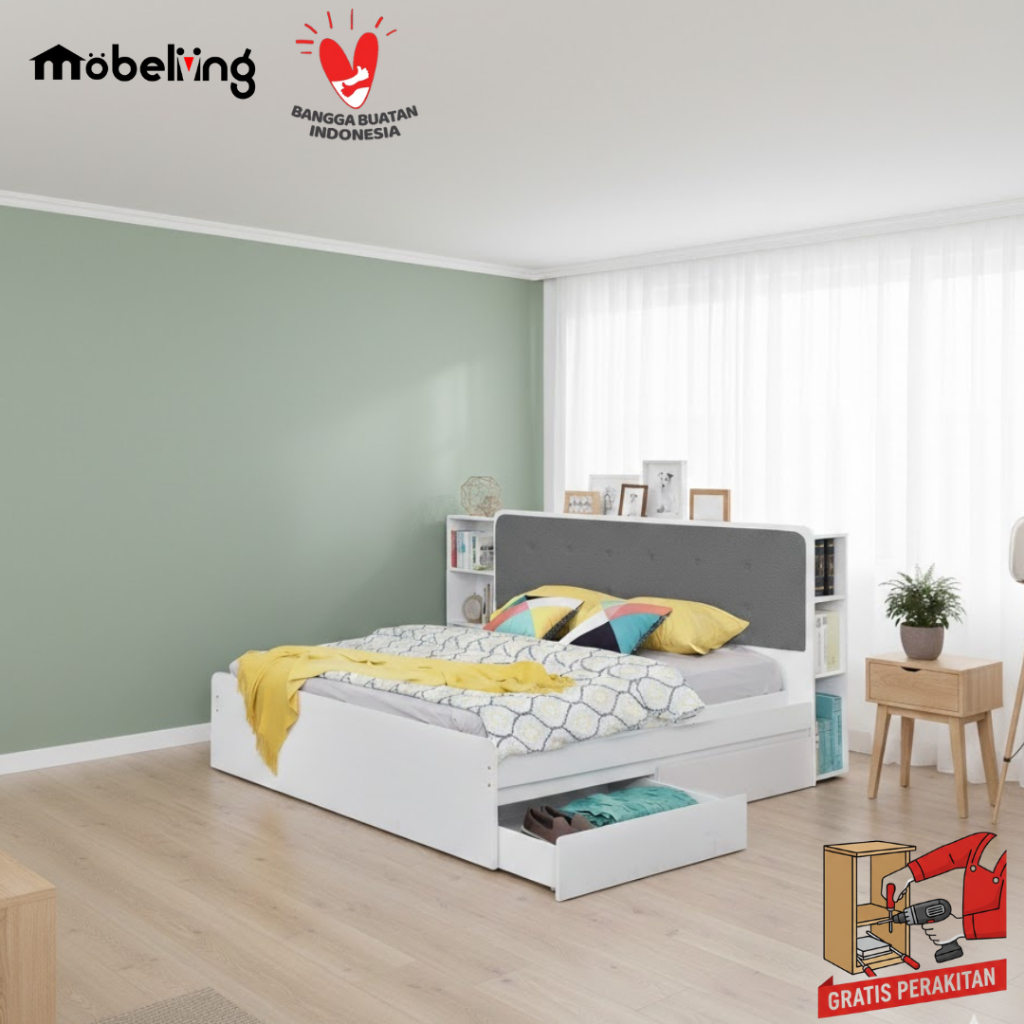 Mobeliving - Ranjang Eclipse Rangka Kasur Laci RG ECLIPSE 180