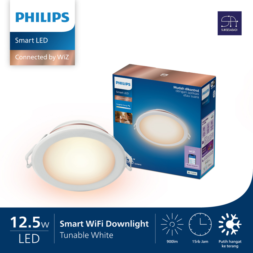 LAMPU DOWNLIGHT SMART WiFi LED 12.5W PHILIPS 12.5 WATT TUNEABLE DIMMER
