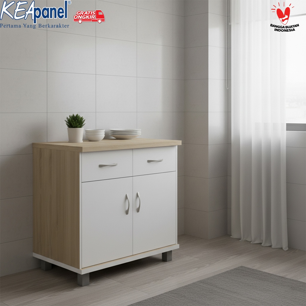 Kea Panel – Kitchen Set 2 Pintu / Lemari Dapur Bawah / Rak Bawah Dapur Minimalis Warna Putih Kayu De