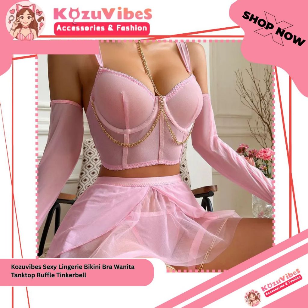 Kozuvibes Sexy Lingerie Bikini Bra Wanita Tanktop Ruffle Tinkerbell