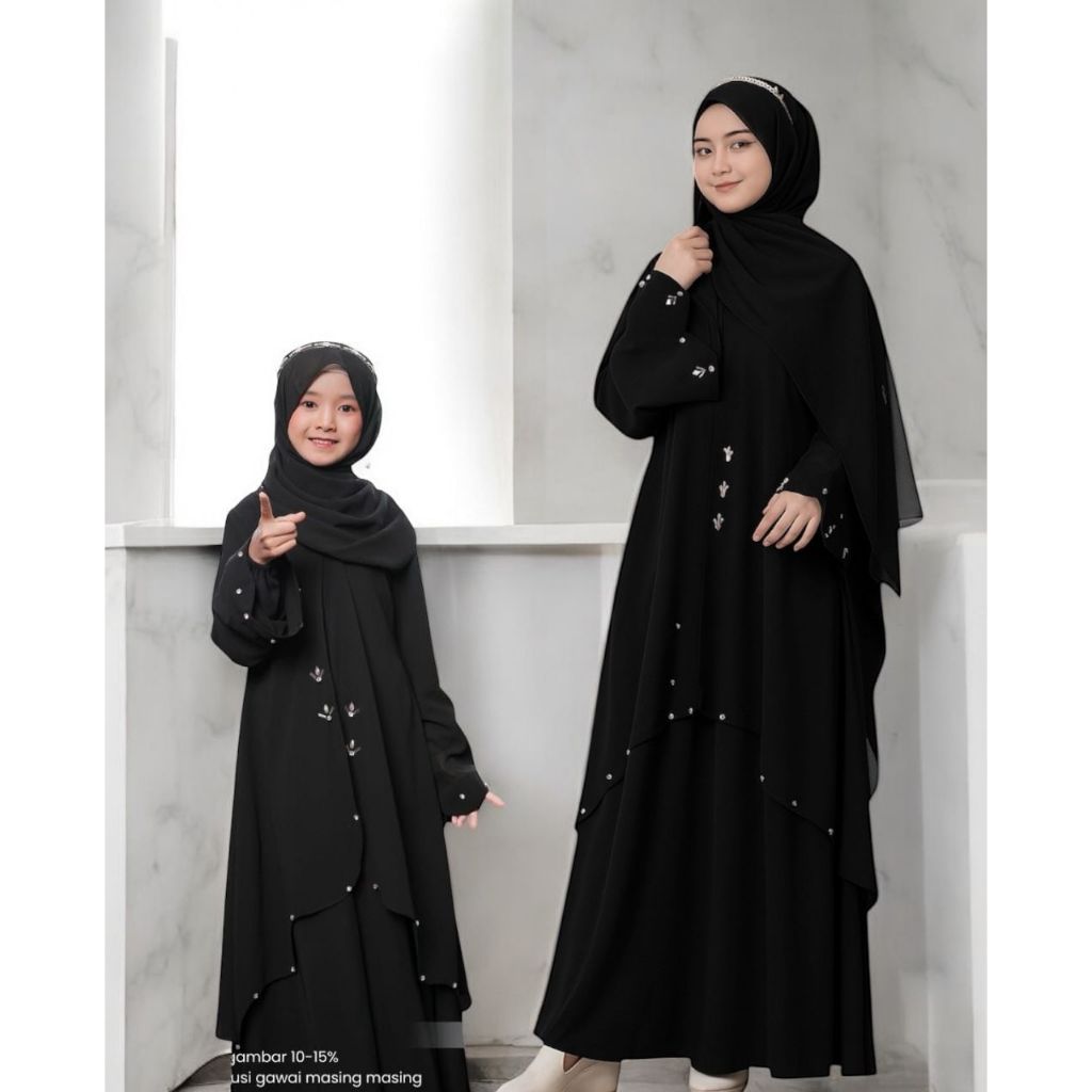 Shabira Dress Gamis Couple Ibu Anak Perempuan bahan ceruty Set Mom And Kids Baju Couple Lebaran