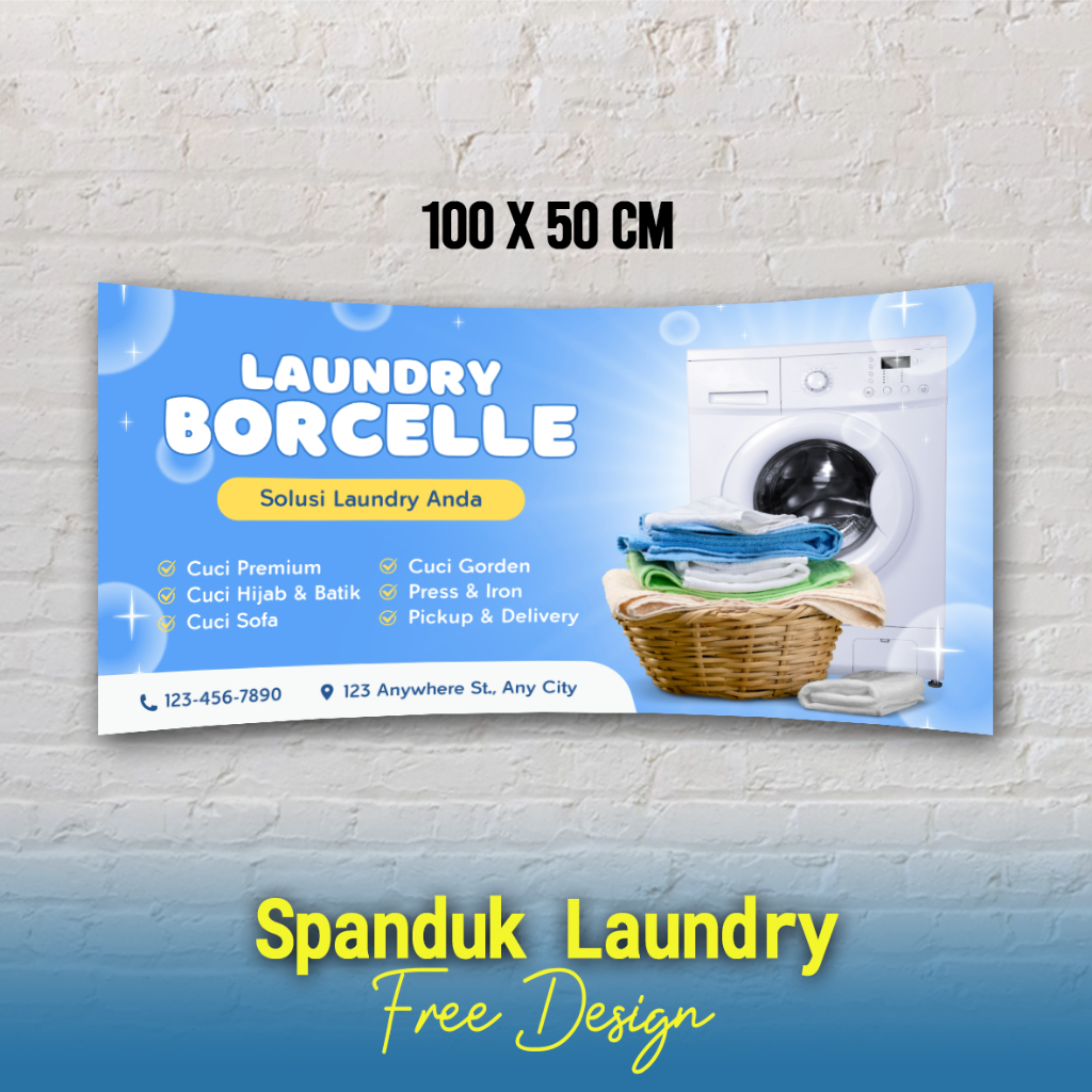 Spanduk Laundry, Spanduk 280 Gram, Spanduk laundry mata ayam, spanduk laundry 100x50 cm, spanduk lau