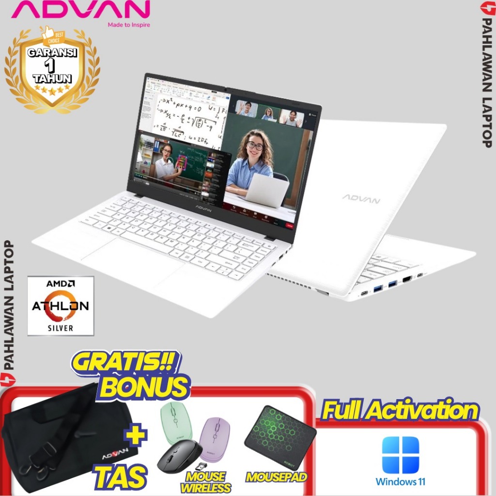 LAPTOP BARU ADVAN Soulmate X2 RAM 8 GB AMD ATLHON SILVER 3020E RAM 8GB SSD 128GB