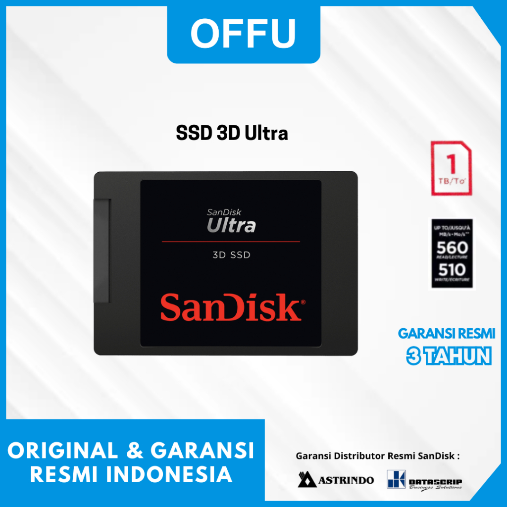 Sandisk SSD 3D Ultra 1TB 1 tb ori original garansi resmi Indonesia