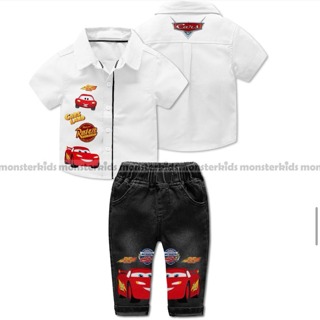 SETELAN ANAK MCQUEEN CARS KEMEJA CELANA PANJANG