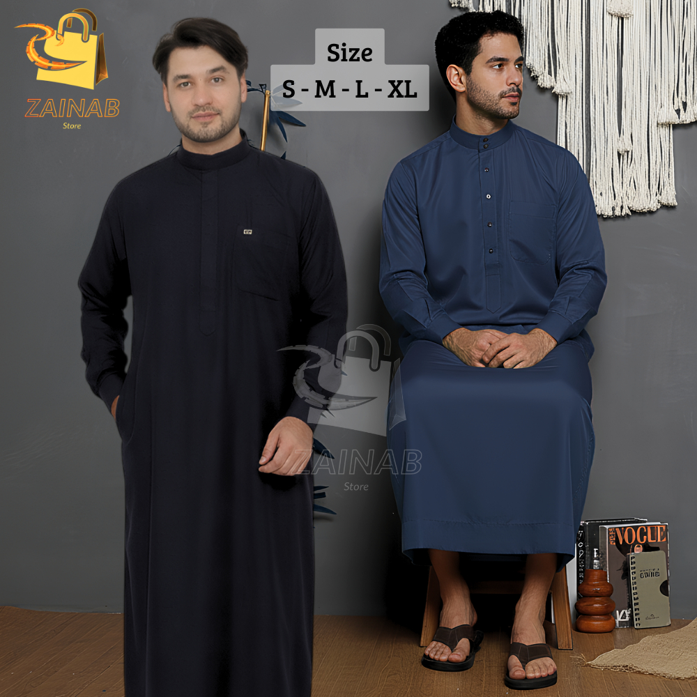 Baju Gamis Jubah Laki Laki Pria Dewasa Putih Polos Warna Model Manset Lengan Panjang Premium