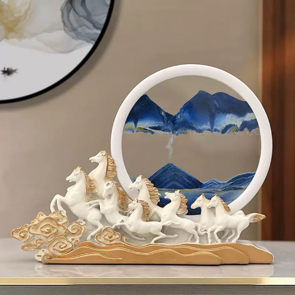 Patung Dekorasi Ornamen Hiasan 8 Kuda Keberuntungan