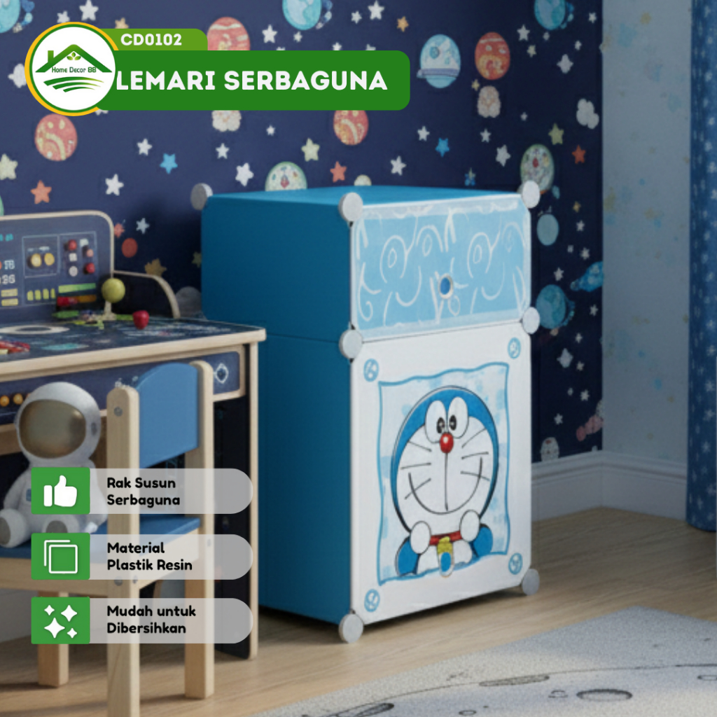 Lemari Plastik Portable Mini 2 Susun / Lemari Plastik Karakter 2 Susun