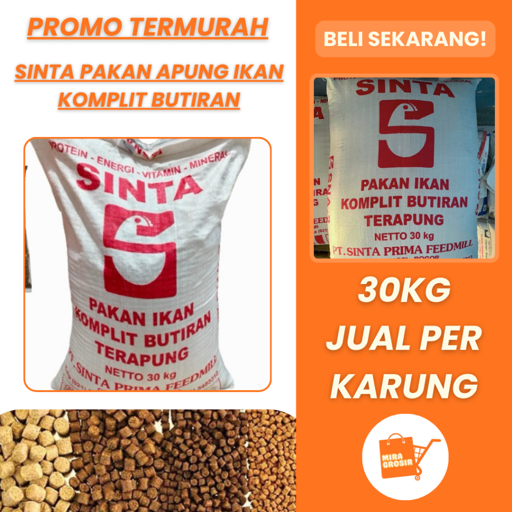 [KEMASAN KARUNG] Pakan Ikan SINTA  30KG Pakan Apung Komplit Butiran Tinggi Nutrisi
