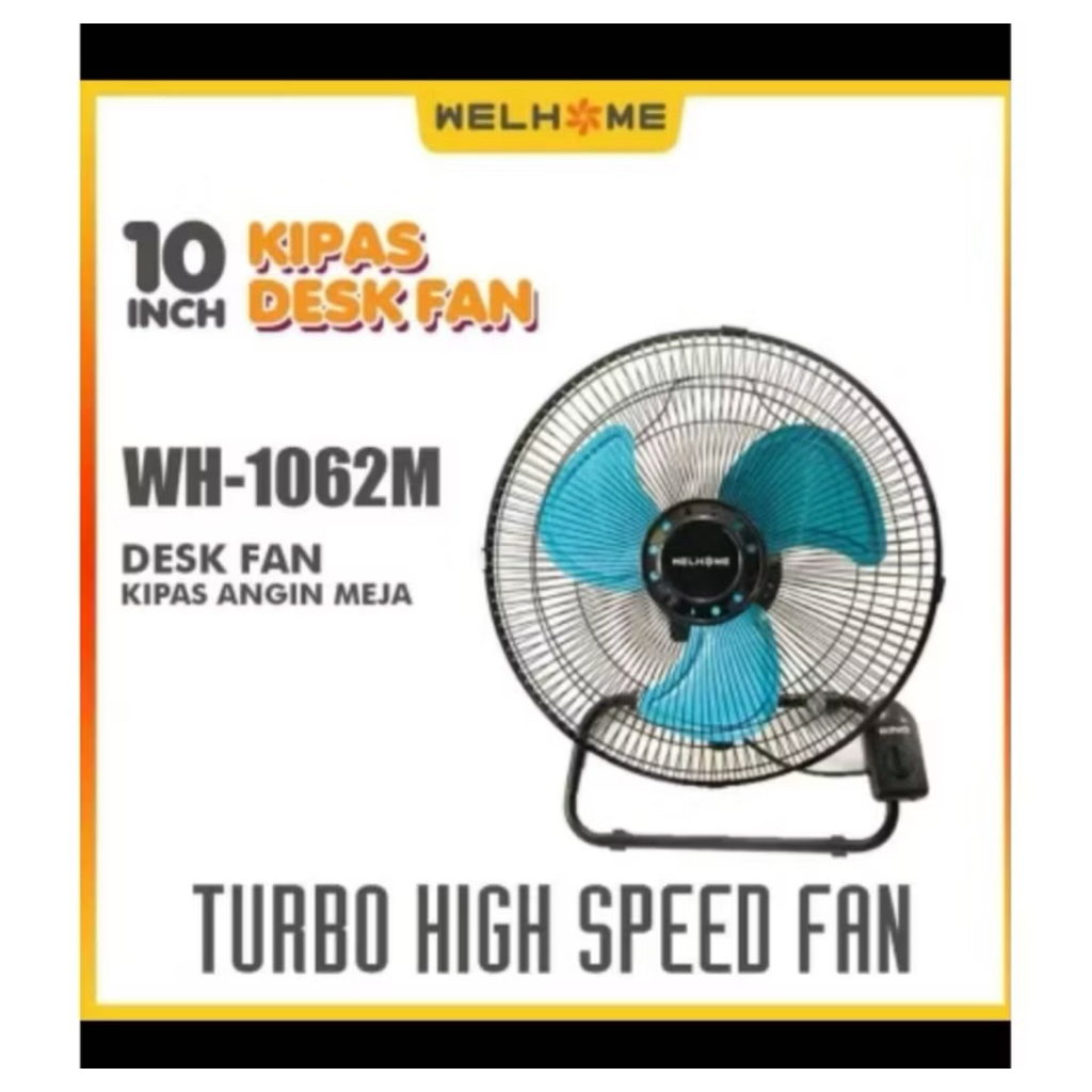 KIPAS ANGIN MEJA BESI 10 INCH WELHOME DINDING WALL DESK FAN WH -1062M