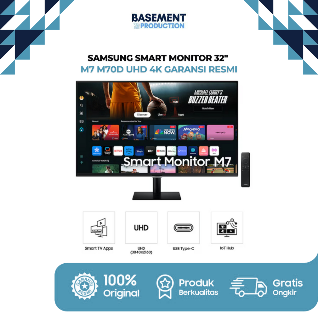 Samsung Smart Monitor 32" M7 M70D UHD 4K Garansi Resmi