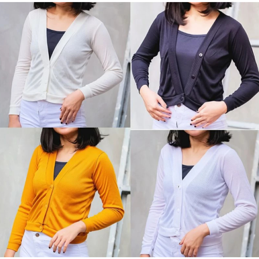 Gink Rib Wanita Bahan Lembut LD 82 P 52 / Cardingan Rajut