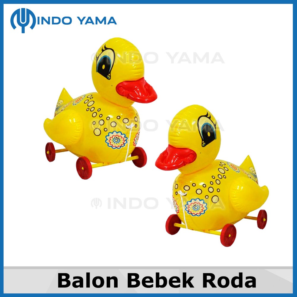 MAINAN ULANG TAHUN ANAK BALON KARET TARIK TIUP KARAKTER DUCK BEBEK ADA RODA