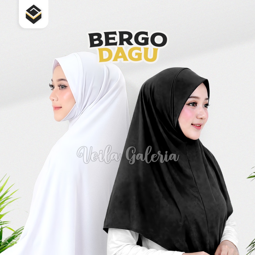 Bergo Dagu Jersey Premium Haji Umroh Hitam Putih Malay Hijab Instan XL Jumbo Syar'i